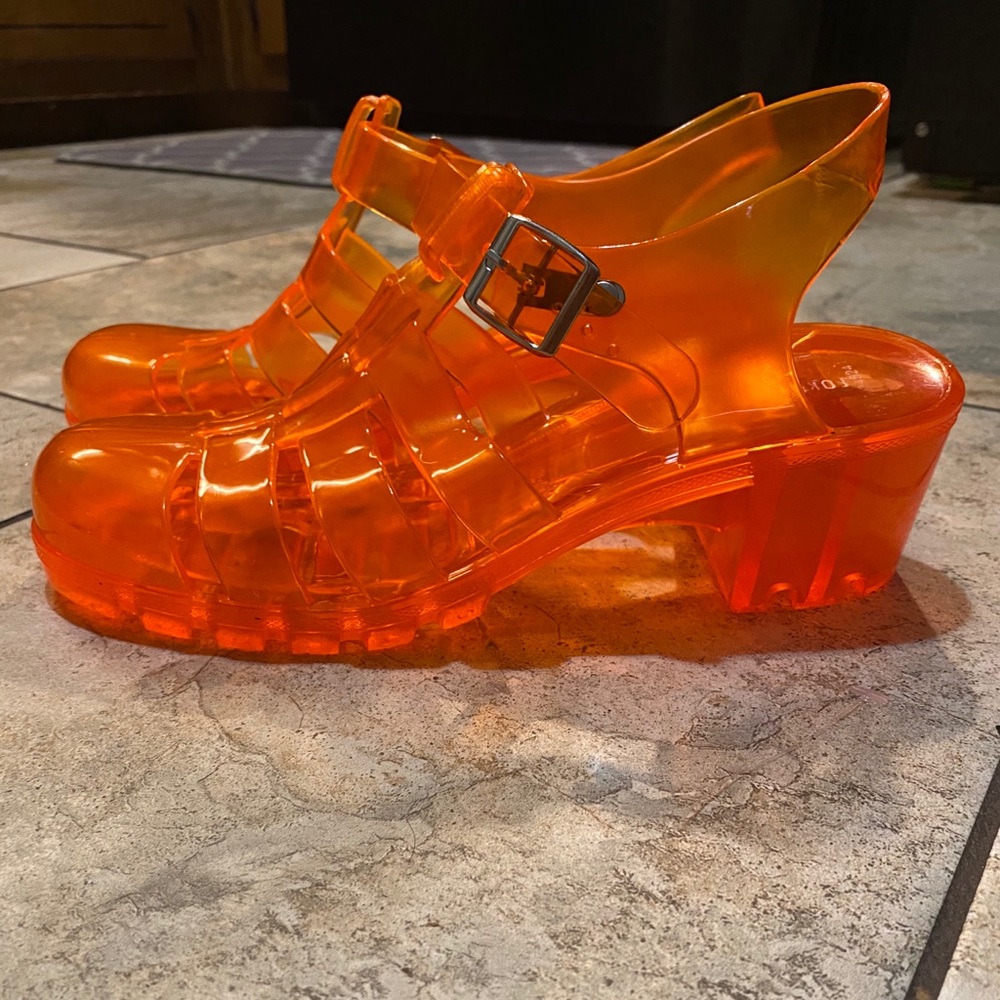 Orange jelly shoes